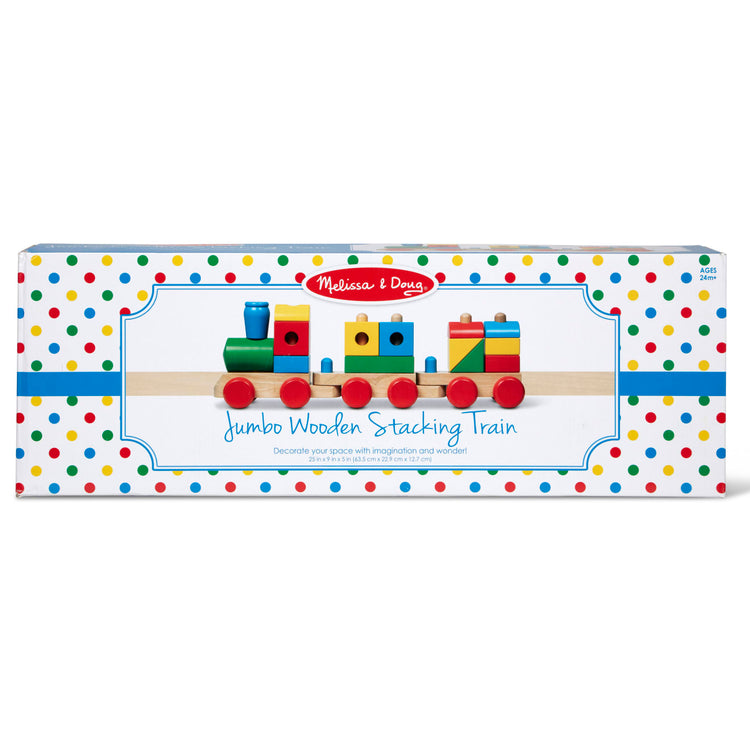 the Melissa & Doug Wooden Jumbo Stacking Train – 4-Color Classic Wooden Toddler Toy (17 pcs)