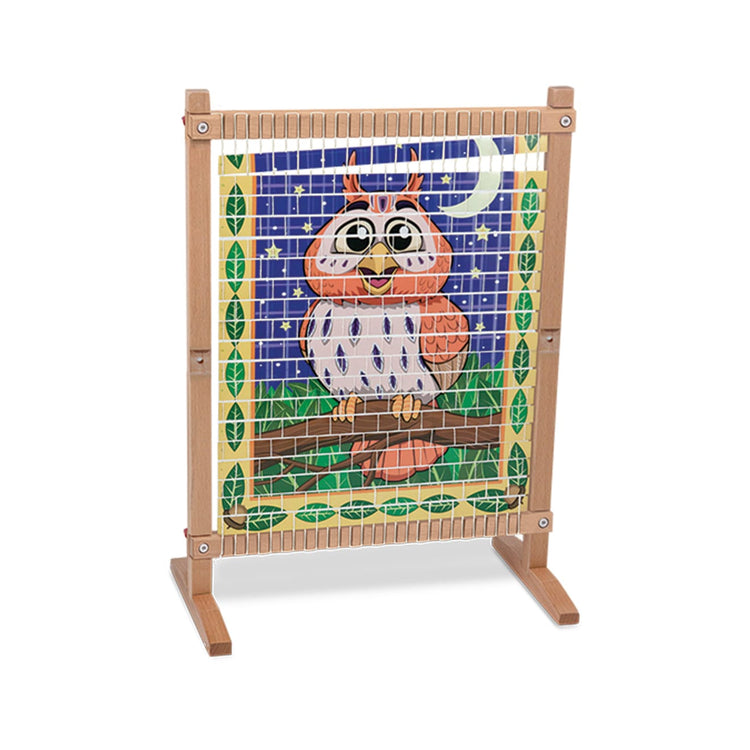 An assembled or decorated the Melissa & Doug Wooden Multi-Craft Weaving Loom: Extra-Large Frame (22.75 x 16.5 inches)