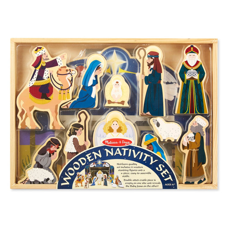 the Melissa & Doug Classic Wooden Christmas Nativity Set With 4-Piece Stable and 11 Wooden Figures