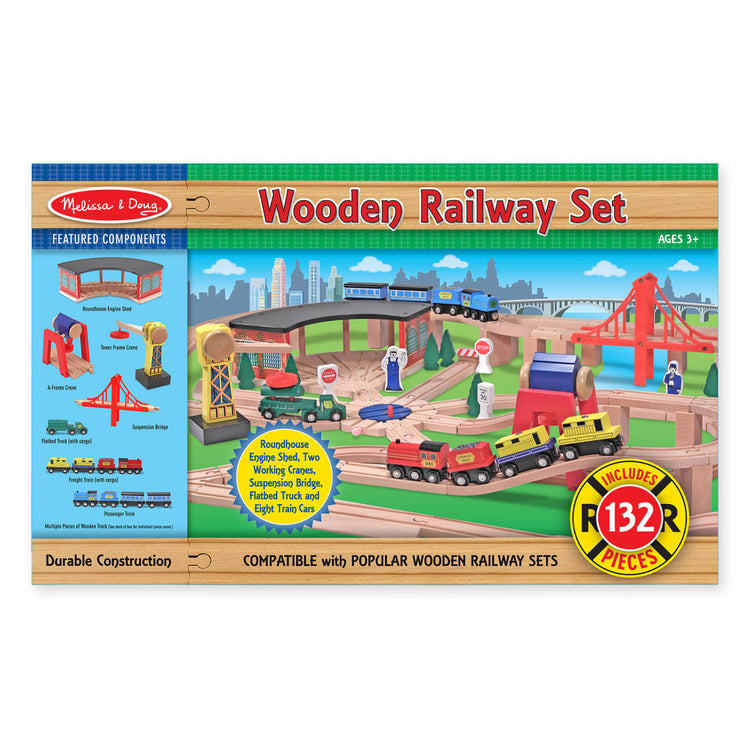 the Melissa & Doug Deluxe Wooden Railway Train Set (130+ pcs)