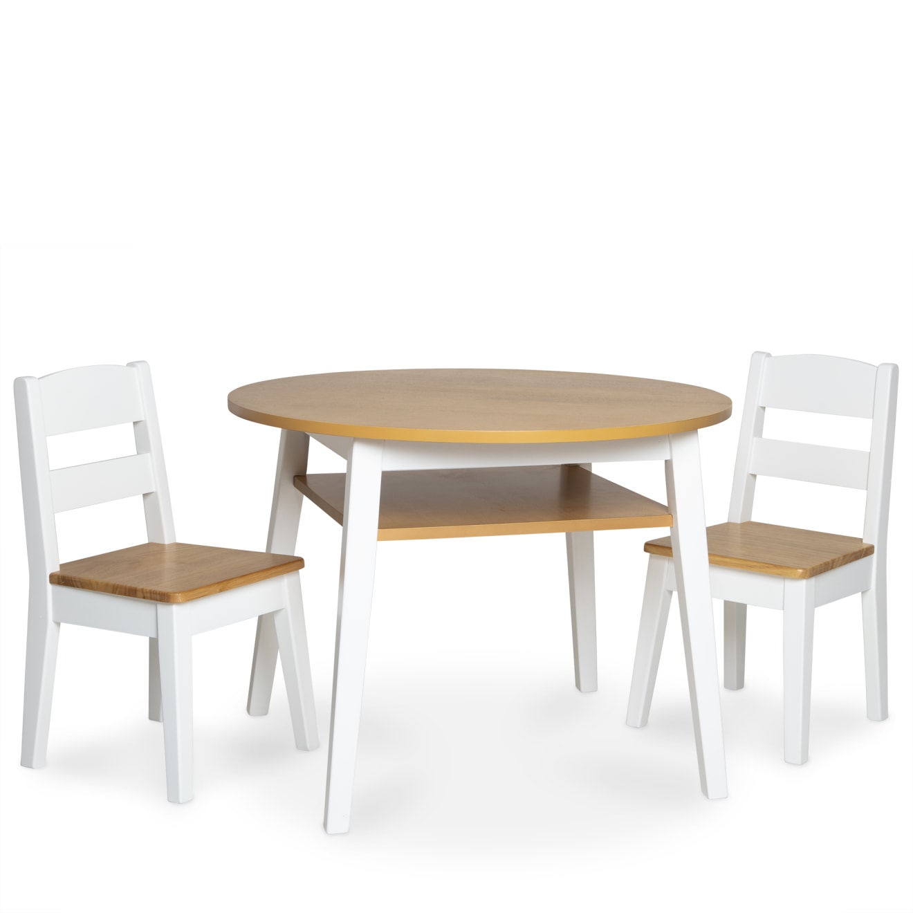 Melissa & Doug Set Tavolo Rotondo E 2 Sedie In Legno Per Bambini | Gioco E Merenda (Finitura Naturale/Bianco)