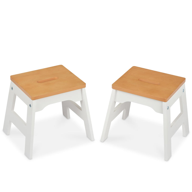 Melissa & Doug Wooden Stools – Set of 2 Stackable, Portable 11-Inch-Tall Stools (Natural/White)