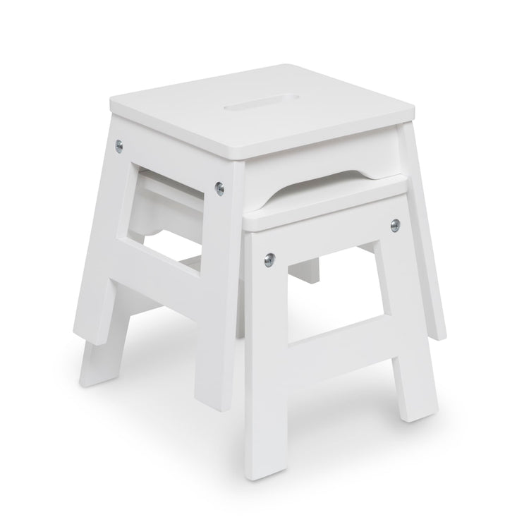 Melissa & Doug Wooden Stools – Set of 2 Stackable, Portable 11-Inch-Tall Stools (White)
