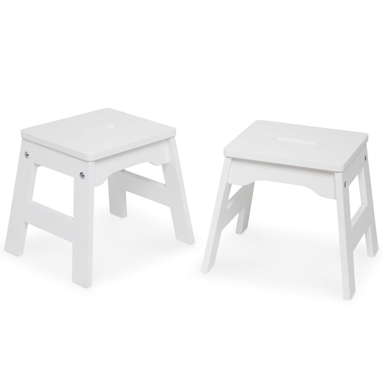 Melissa & Doug Wooden Stools – Set of 2 Stackable, Portable 11-Inch-Tall Stools (White)