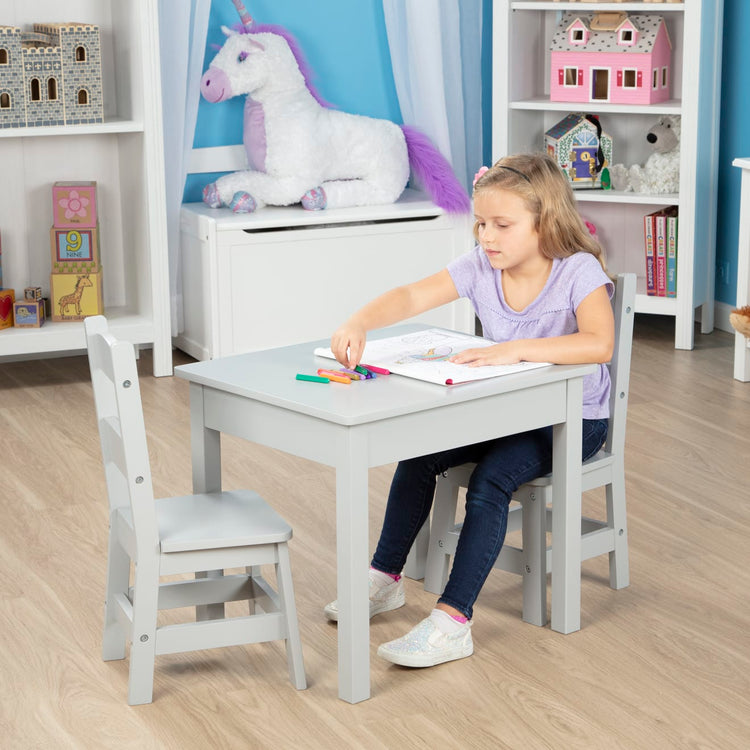 Melissa & Doug Wooden Table and 2 Chairs in White