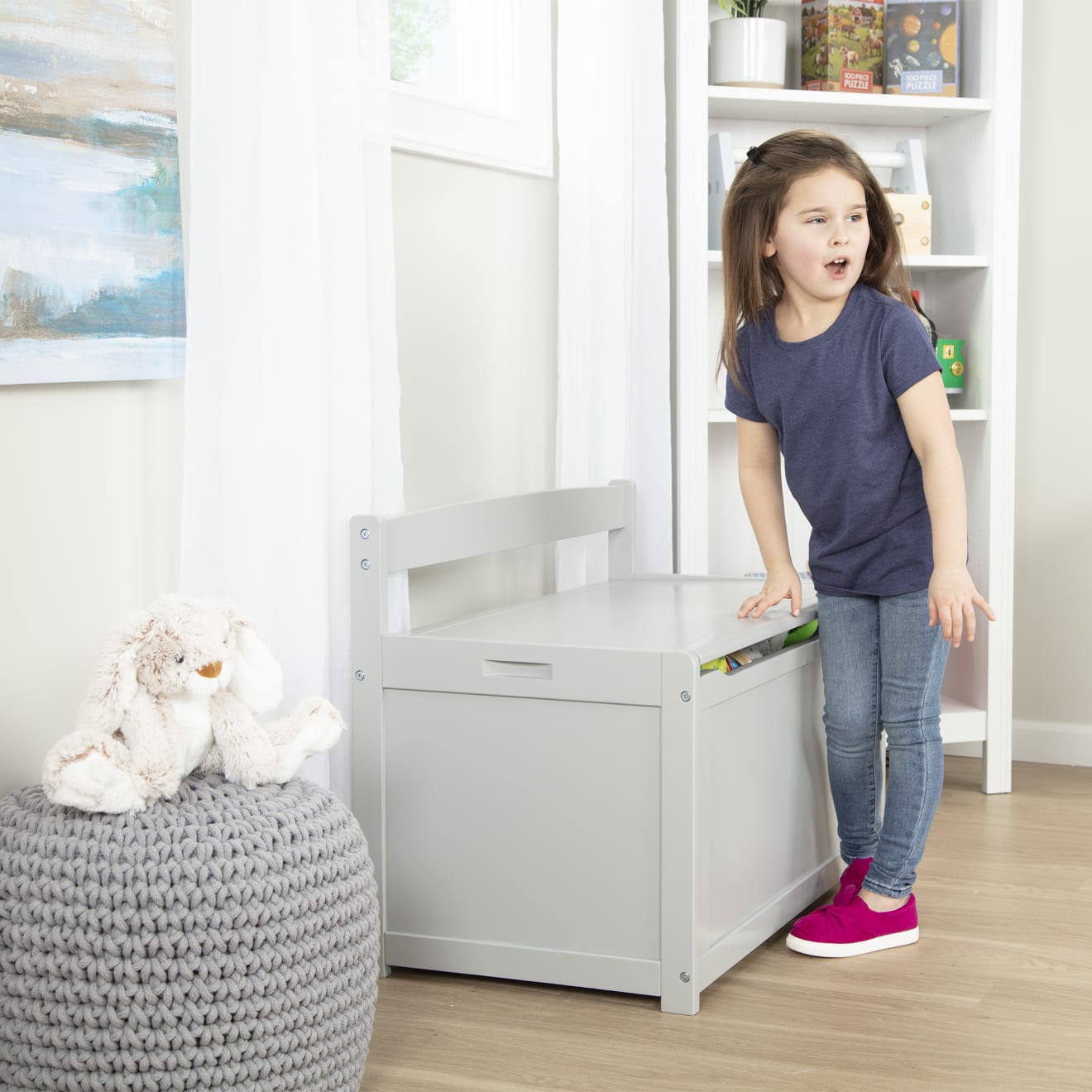 Wooden Toy Chest - Gray- Melissa and Doug
